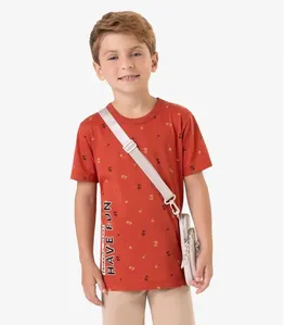 Camiseta Meia Malha Infantil Masculina Rovi Kids Laranja 6
