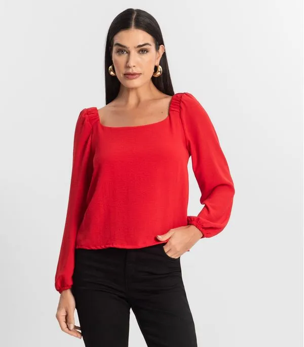 Blusa Feminina Manga 7/8 Rovitex Vermelho GG