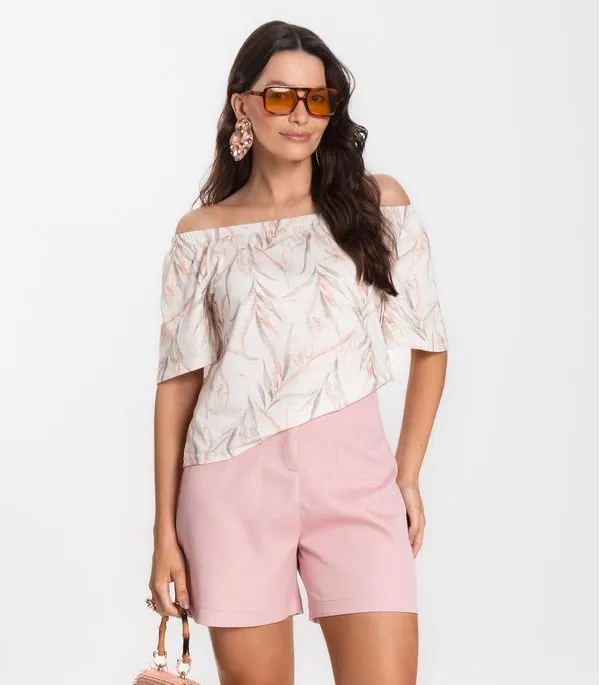 Shorts Feminino Alfaiataria Cós Reto Renaluci Rosa P