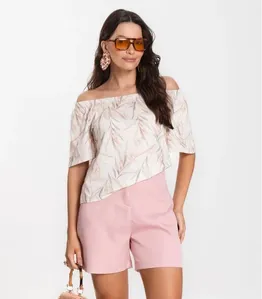 Shorts Feminino Alfaiataria Cós Reto Renaluci Rosa GG