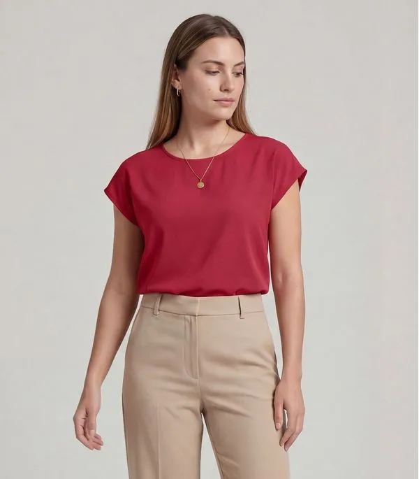 Blusa Feminina em Malha Infinita Cor Vermelho GG
