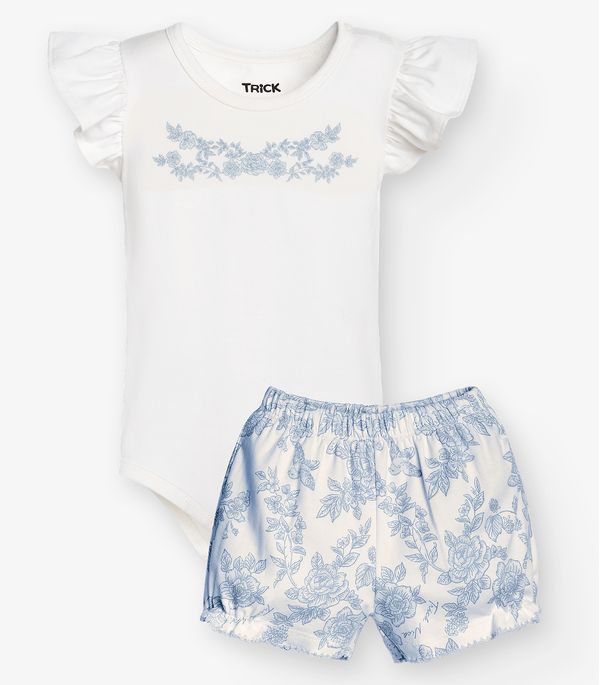 Conjunto Body com Shorts Menina Trick Nick Azul M