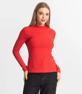 Blusa Manga Longa Feminina Canelada Select Vermelho P