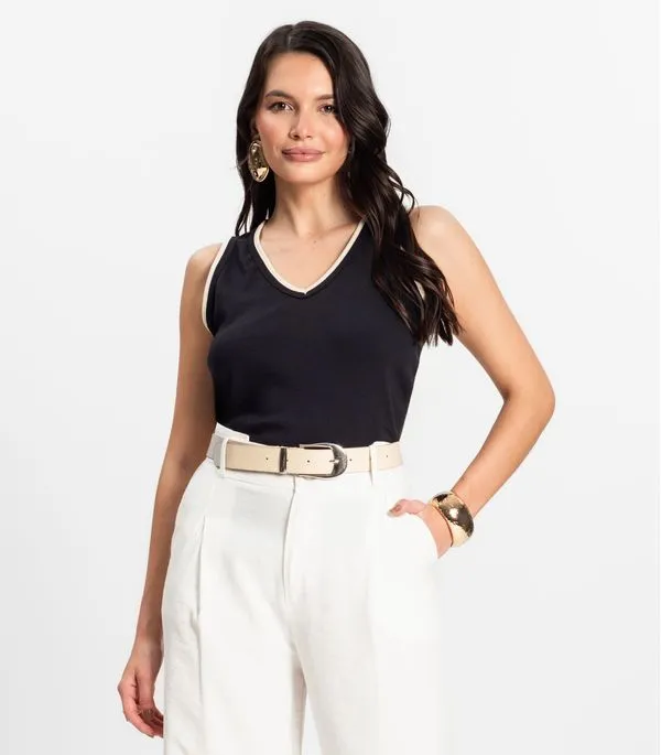 Regata Feminina em Ribana Rovitex Preto G