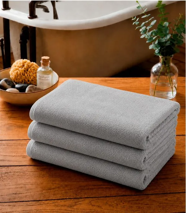 Kit 3 Toalhas De Rosto De Algodão Rovitex Home Cinza UN