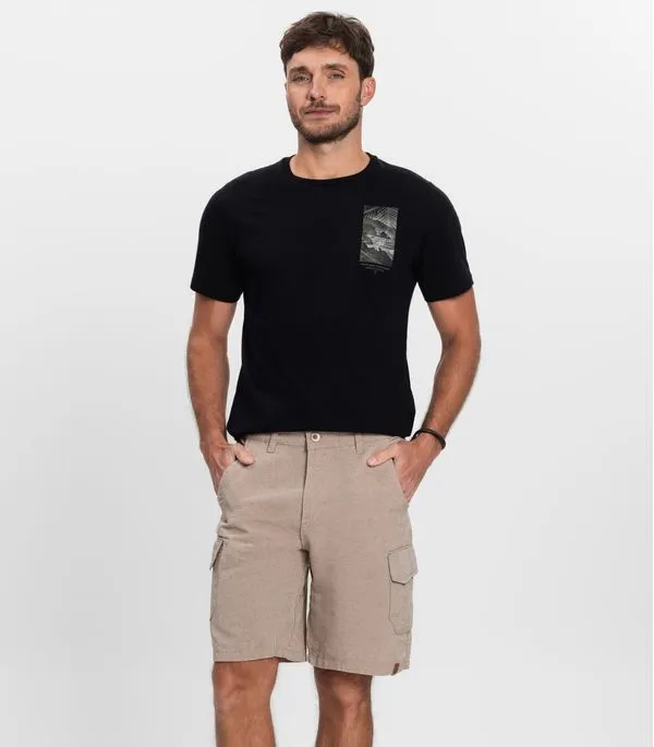 Bermuda Masculina Sarja Com Bolsos Cargo Shift Bege 48