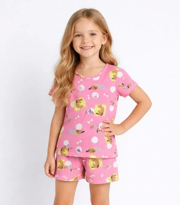 Pijama Menina Infantil Estampado Select Rosa 8