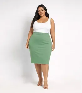 Saia Feminina Plus Size Em Bengaline Renaluci Verde G3
