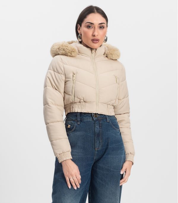 Jaqueta Feminina Peluciada Com Capuz Sea Surf Bege G