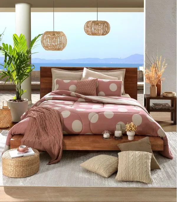 Edredom King Estampado Premium Vivaldi Rosa UN