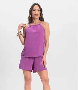 Conjunto Blusa com Shorts Infinita Cor Roxo M