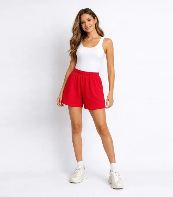 Shorts Feminino Cós Com Elástico Infinita Cor Vermelho P