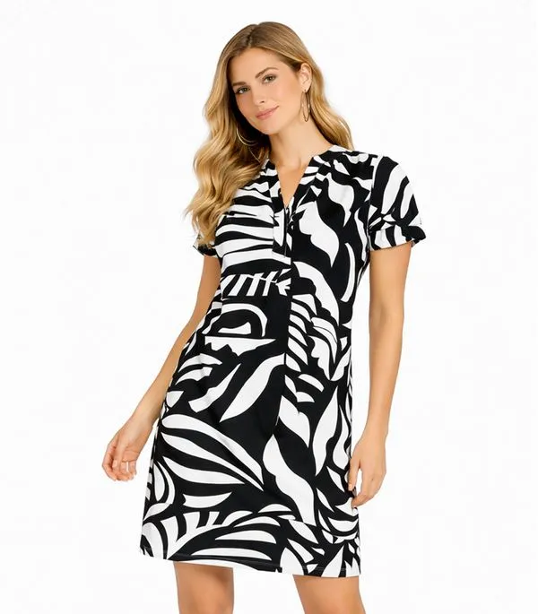 Vestido Curto Estampado Com Peitilho Infinita Cor Bege GG
