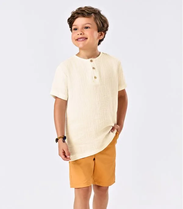 Conjunto Infantil Camisa Com Bermuda Trick Nick Bege 1