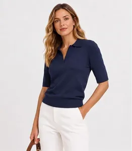 Blusa Polo Feminina Tricot Select Azul P
