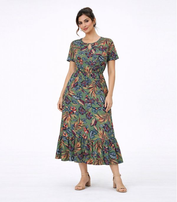 Vestido Midi Feminino Estampado Helanca Select Verde GG
