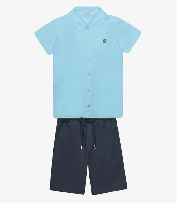 Conjunto Menino Camisa Com Bermuda Trick Nick Azul 14