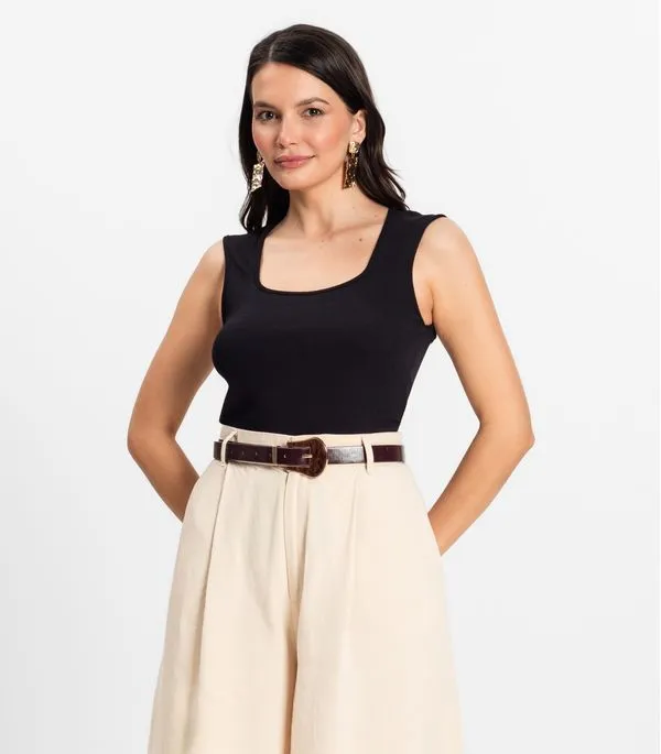 Regata Feminina em Ribana de Viscose Rovitex Preto M