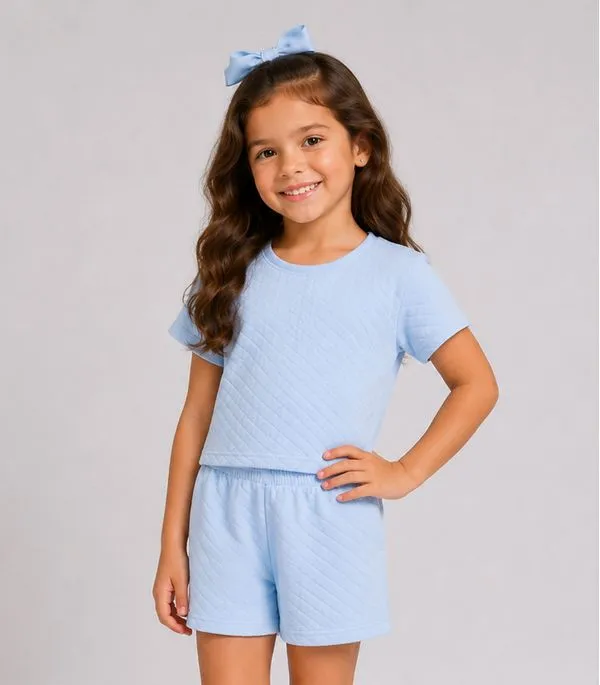 Conjunto Feminino infantil Blusa e Short Select Azul 6