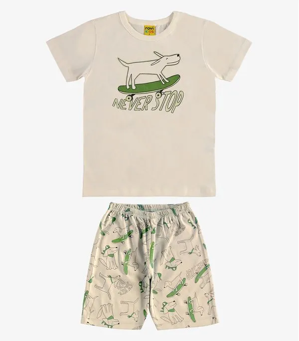Pijama Meia Malha Rovi Kids Bege 10