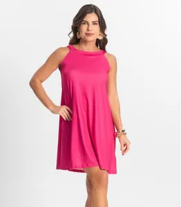 Vestido Feminino Curto Em Liganete Select Rosa G