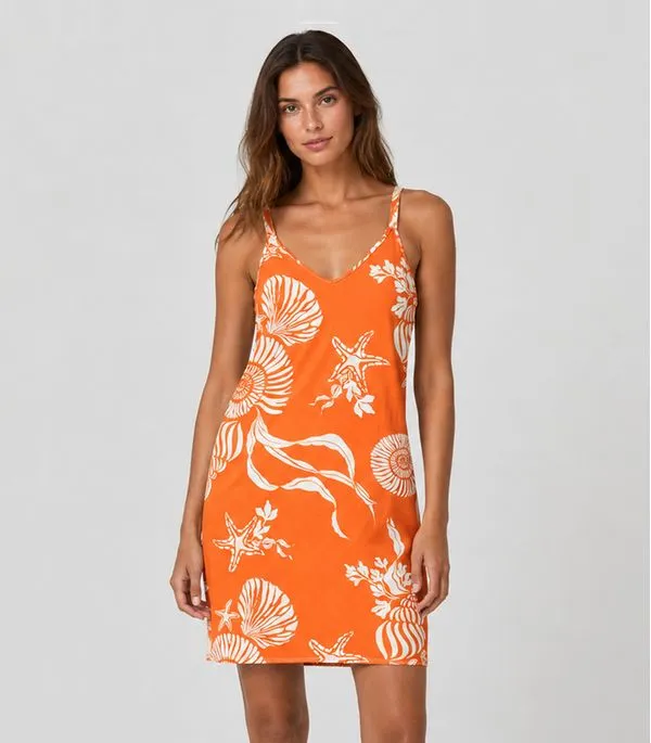 Vestido Estampado Rovitex Laranja P