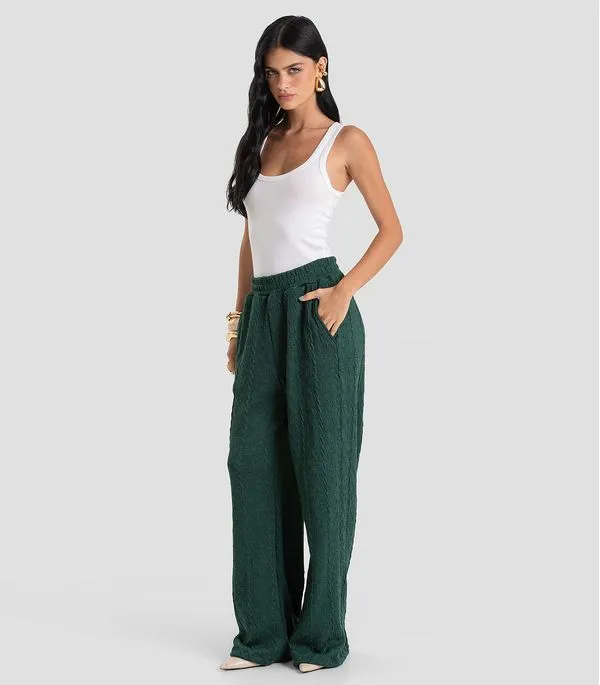 Calça Feminina em Malha Tricot Rustic Dianna Verde GG