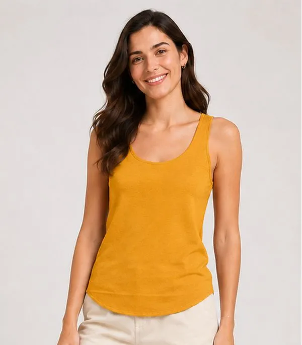 Regata Feminina Em Malha Golf Infinita Cor Amarelo GG