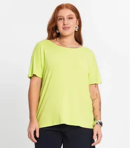 Blusa Manga Curta Feminina Plus Size Secret Glam Verde Plus G3