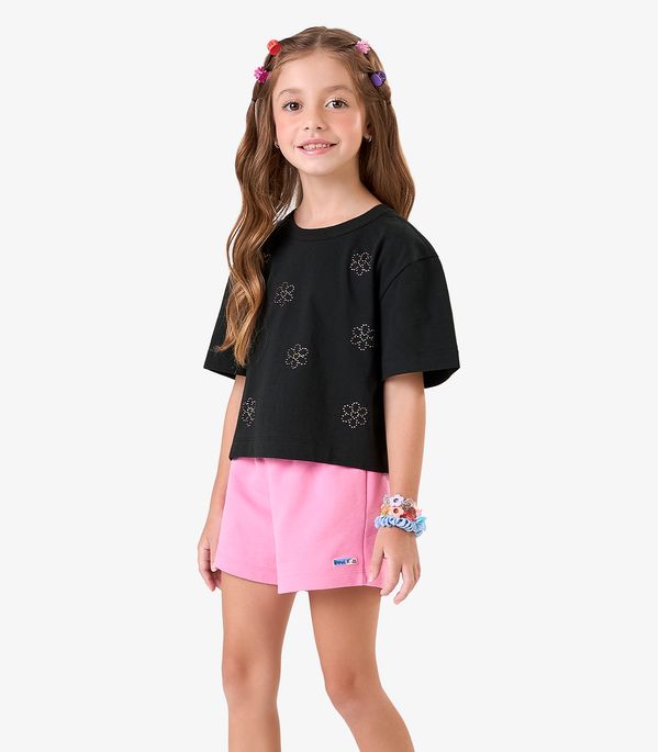 Conjunto Blusa com Shorts Meia Malha Rovi Kids Preto 10