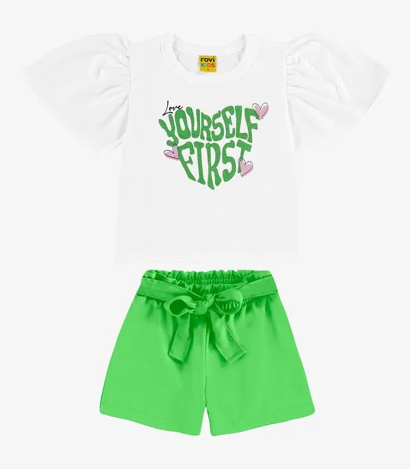 Conjunto Infantil Blusa Com Shorts Rovi Kids Verde 14