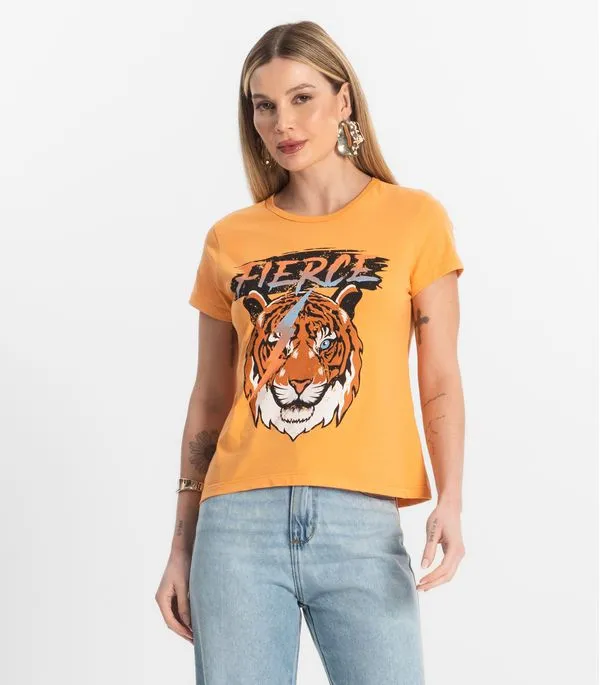 Blusa T-Shirt Feminina Estampada Select Laranja M