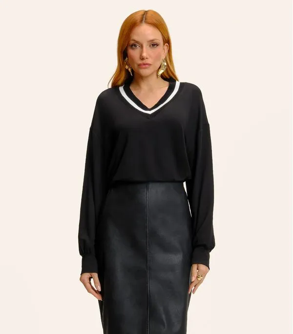 Blusão Feminino Decote V Molecotton Endless Preto M