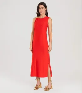 Vestido Super Midi com Aviamento Dianna Vermelho PP