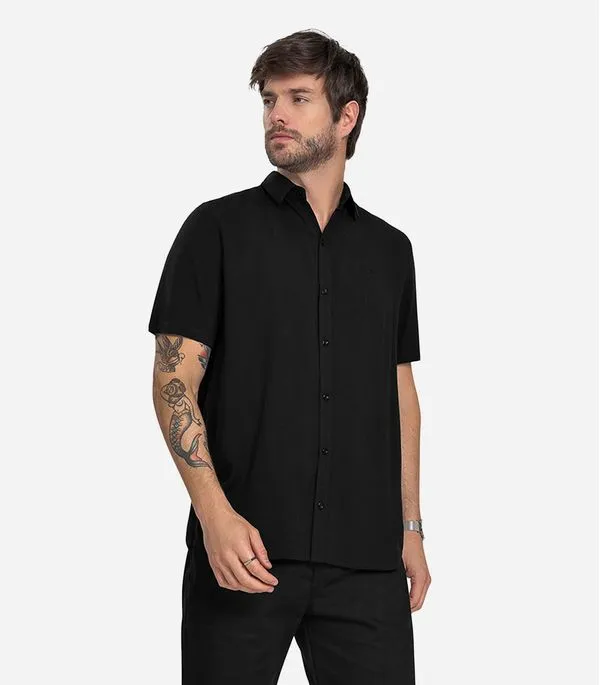 Camisa Masculina Viscolinho Diametro Preto M