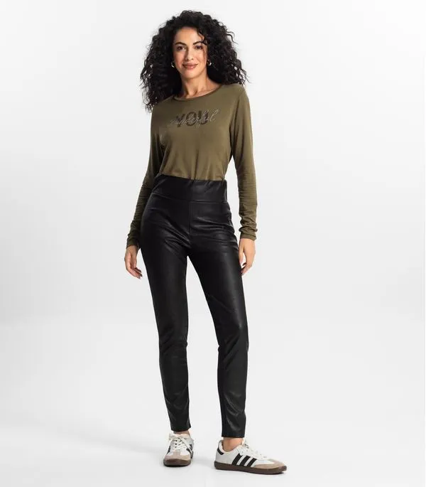 Calça Feminina Legging Sintética Rovitex Preto P