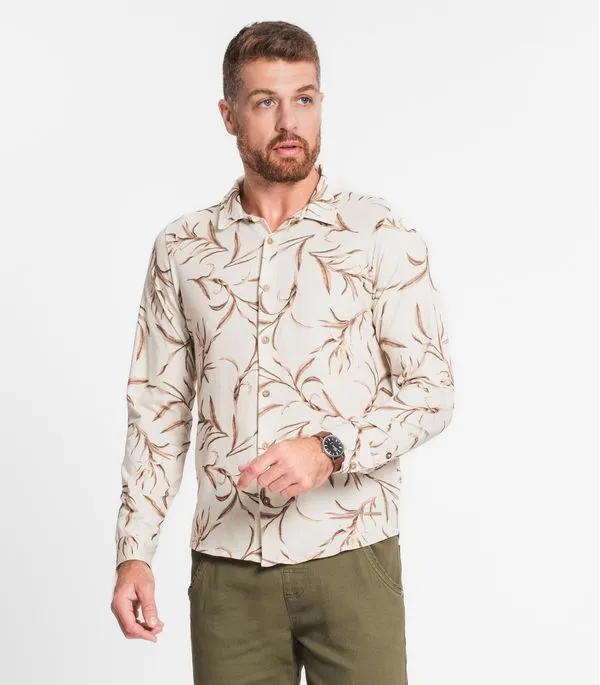 Camisa Manga Longa Em Cotton Leve Diametro Bege G