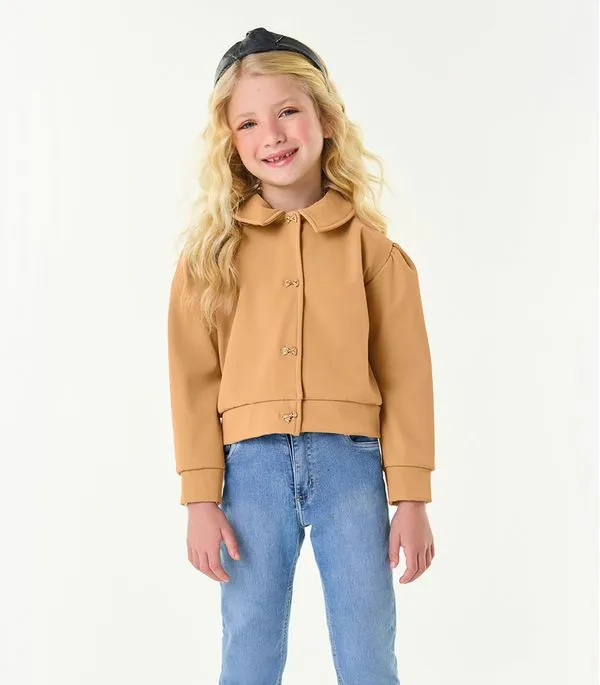 Jaqueta Infantil Feminina Em Suede Trick Nick Marrom 8