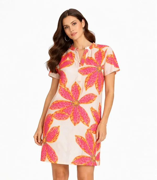 Vestido Curto Estampado Com Peitilho Infinita Cor Rosa P