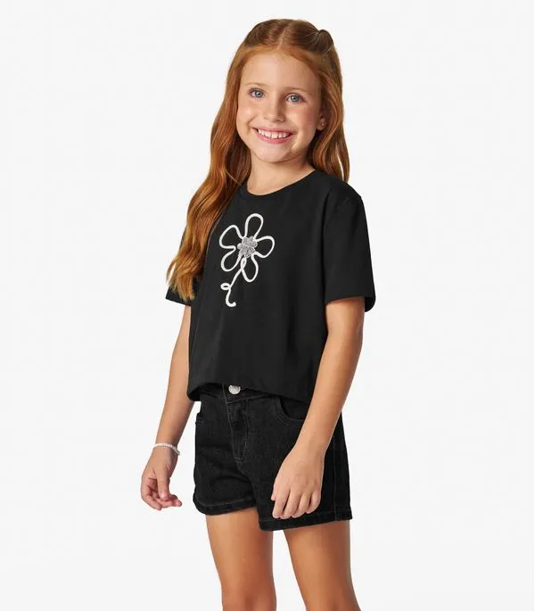 Conjunto Infantil Blusa Com Shorts Trick Nick Preto 8