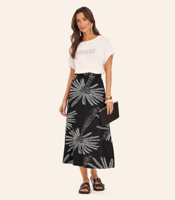Saia Midi Feminina Viscotorcion Rovitex Preto M