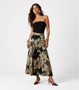 Saia Midi Feminina Molicotton Viscose Infinita Cor Verde G