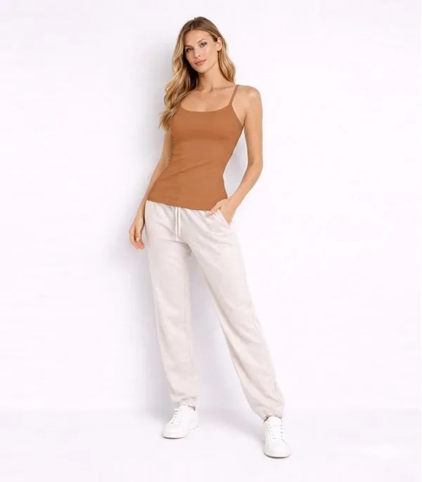 Blusa De Alça Feminina Lisa Em Poliamida Aishty Marrom P
