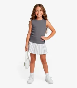 Regata Básica Infantil Menina Lisa Soletex Cinza 6