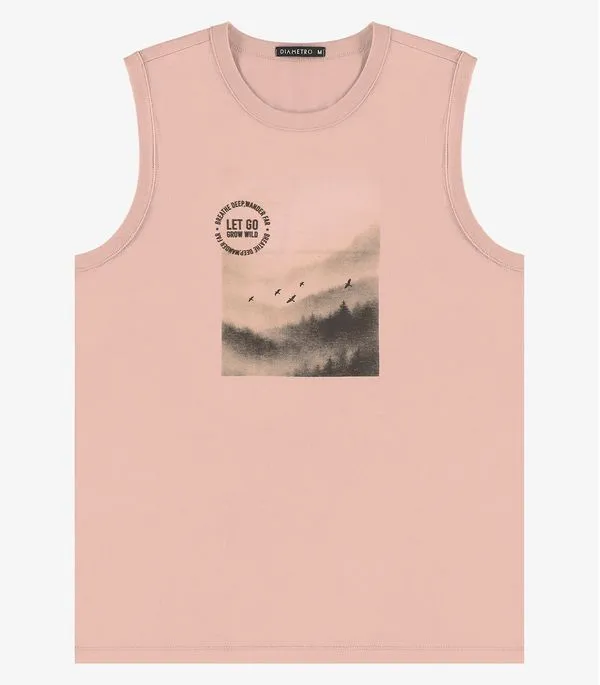 Regata Masculino Meia Malha Diametro Rosa P