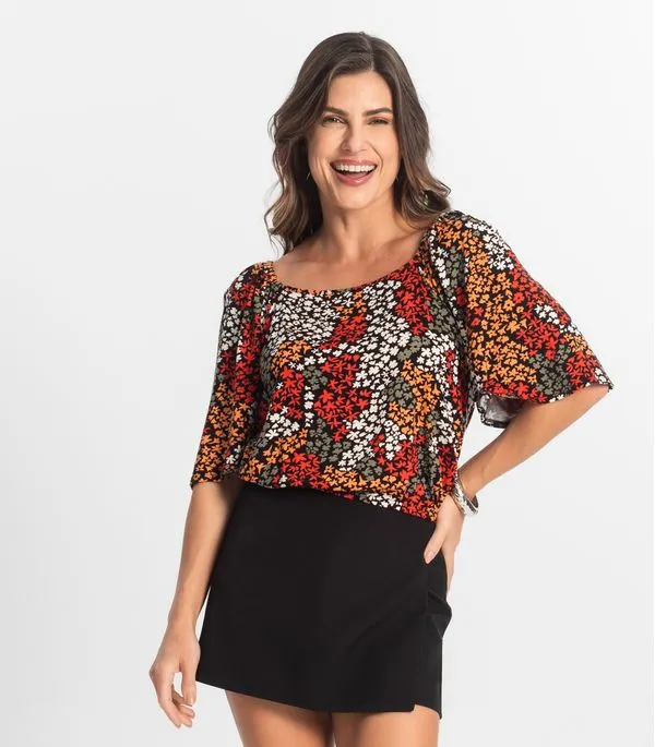 Blusa Feminina Manga Curta Select Laranja P