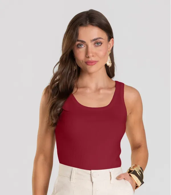 Regata Feminina Canelada Dianna Vermelho PP