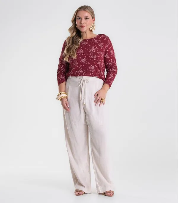 Calça Feminina Reta Secret Glam Bege Plus G4