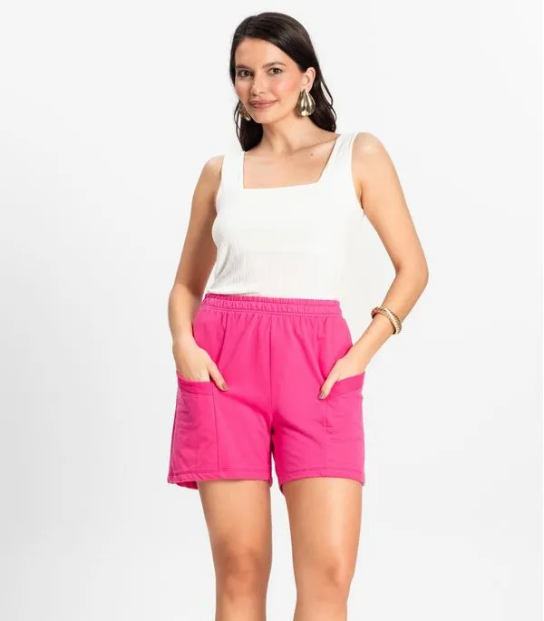 Shorts Feminino Moletinho Infinita Cor Rosa GG