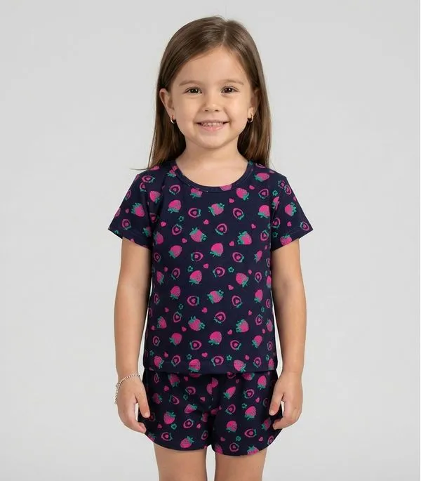 Pijama Infantil Menina Blusa E Short Select Azul 10